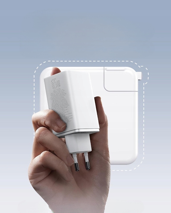 Ładowarka sieciowa uniwersalna Baseus GaN6 Pro 2x USB-C + 2xUSB 65W + KABEL Informacje o bezpieczeństwie CE