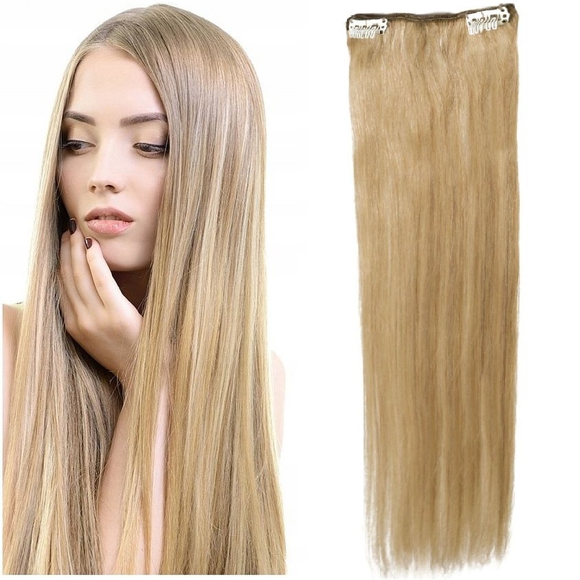 Clip-in Příčesek Do Vlasů 100% Přírodní Dopňková Páska 50 CM blond 16