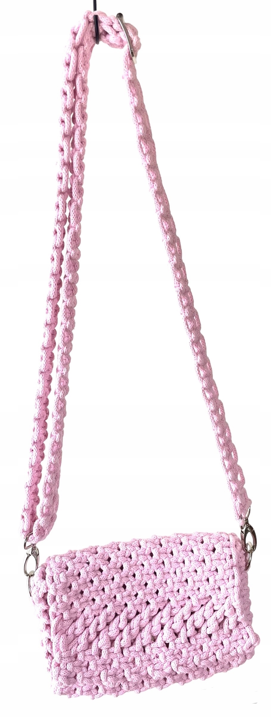 Kabelka z macrame malá světle růžová