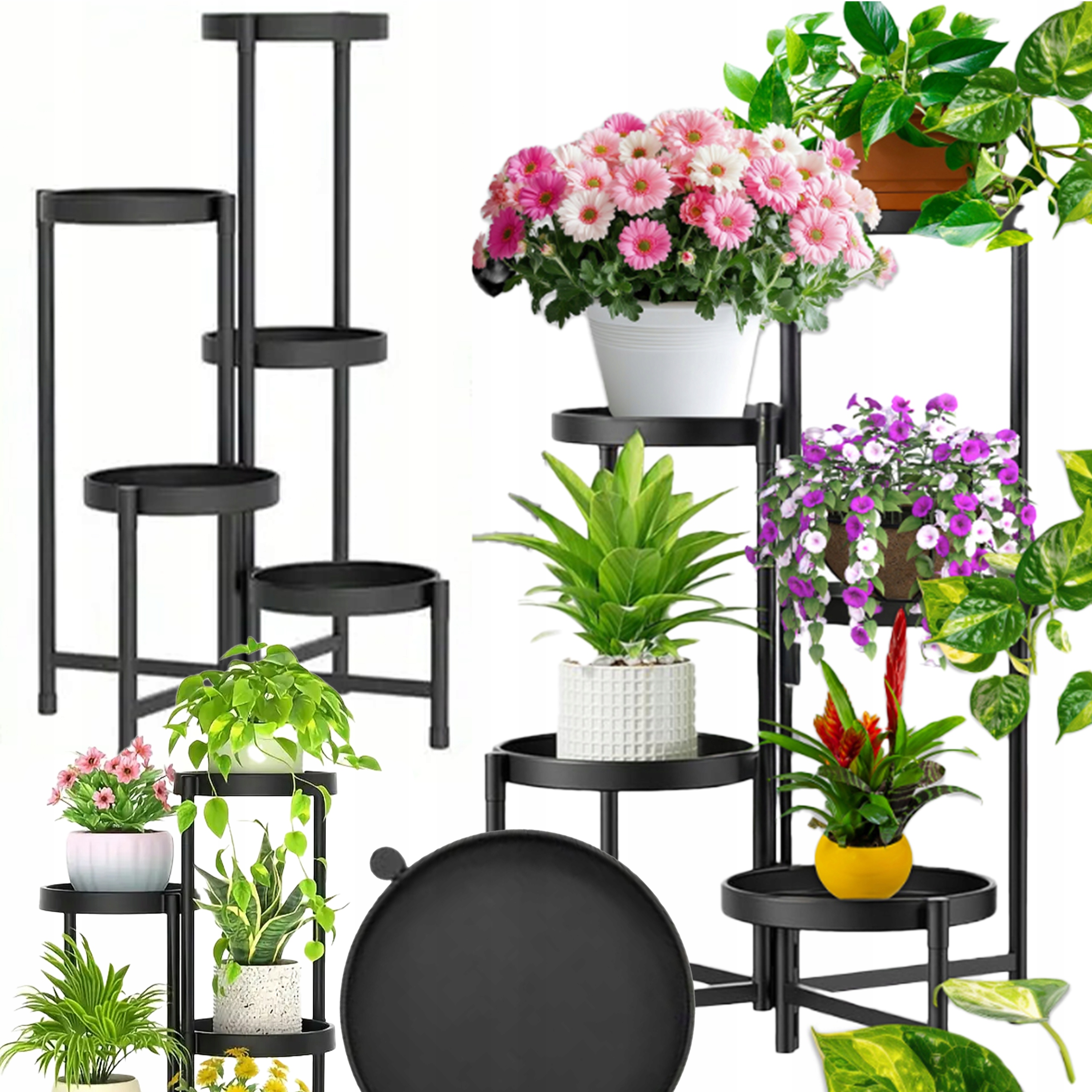 Držák Na Květináč Stojící Kovový Stojan Na Květiny Rostliny Regál Police 82 CM