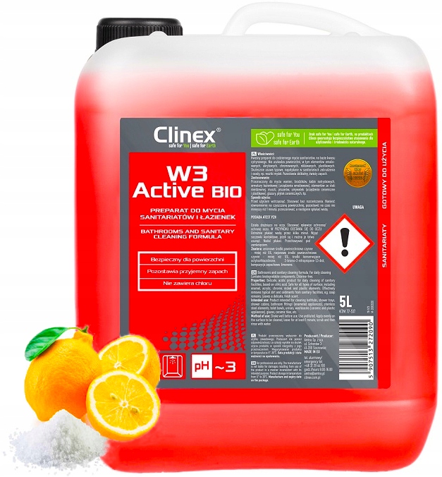 

Clinex W3 Active Bio, Płyn do mycia łazienki 5L