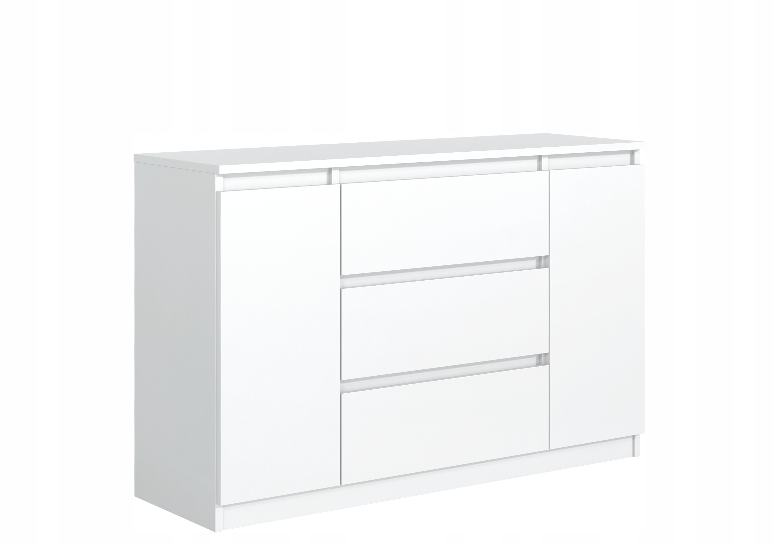 Komoda 120 cm 3 szuflady 2 szafki Biała