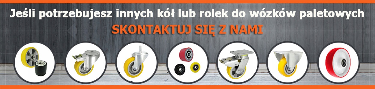 4 x Rolki do wózka paletowego 80x70 mm Długość wideł 1 mm