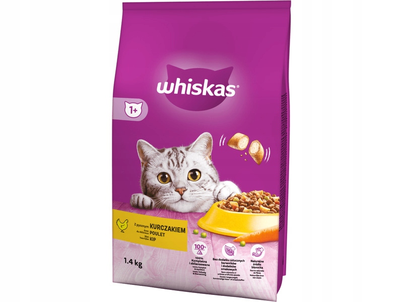 Levně Whiskas 1+ Suché krmivo s kuřecím masem 1,4 kg