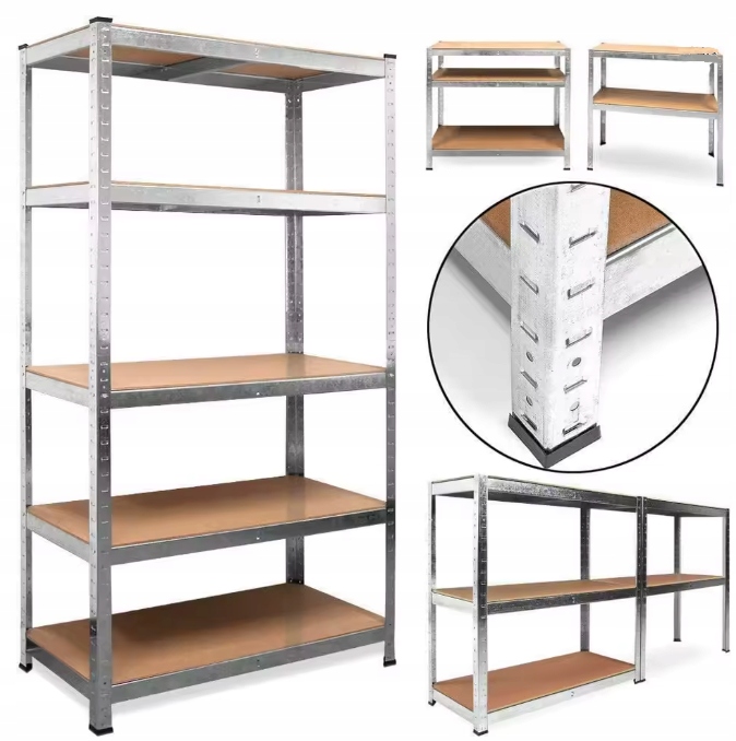 Skladový regál 90 x 40 x 180 cm kovový, silný, odolný, 175 kg na polici