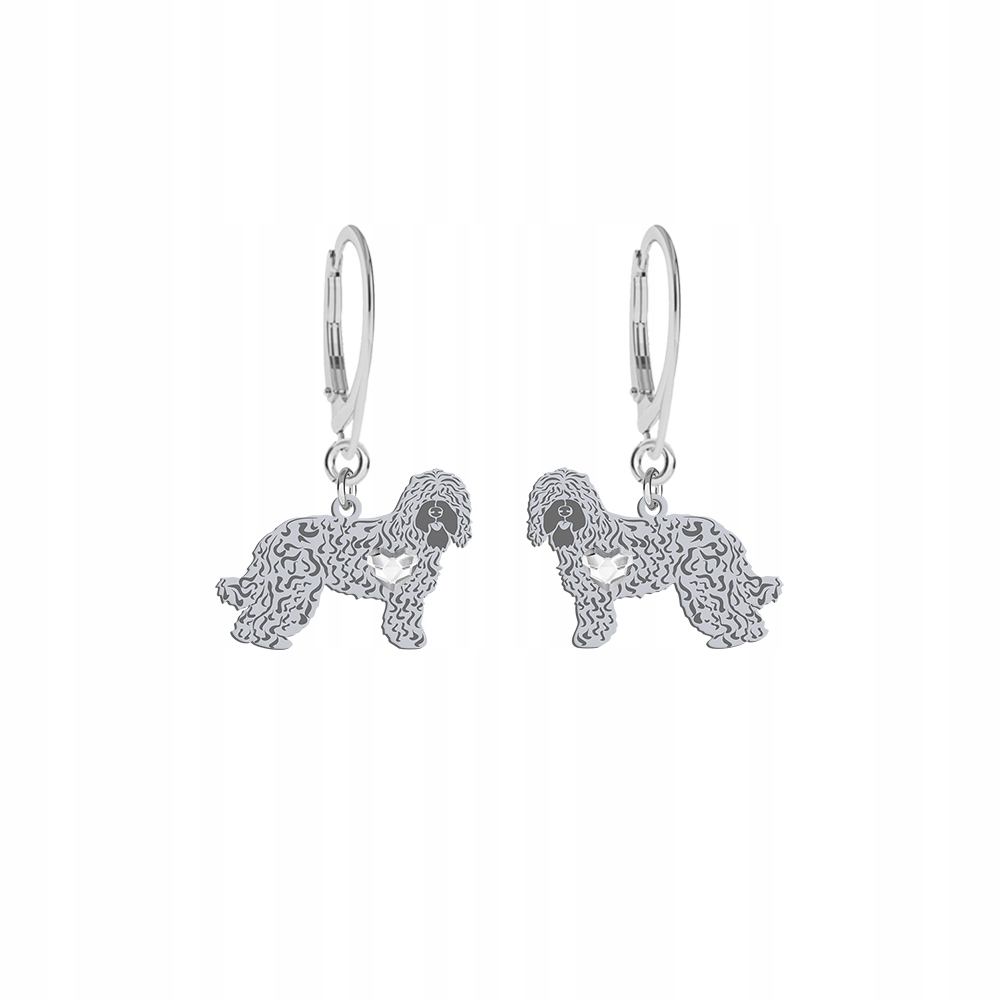Stříbrné Náušnice s Barbetem Francouzský vodní pes 925 Dárek Gravírování