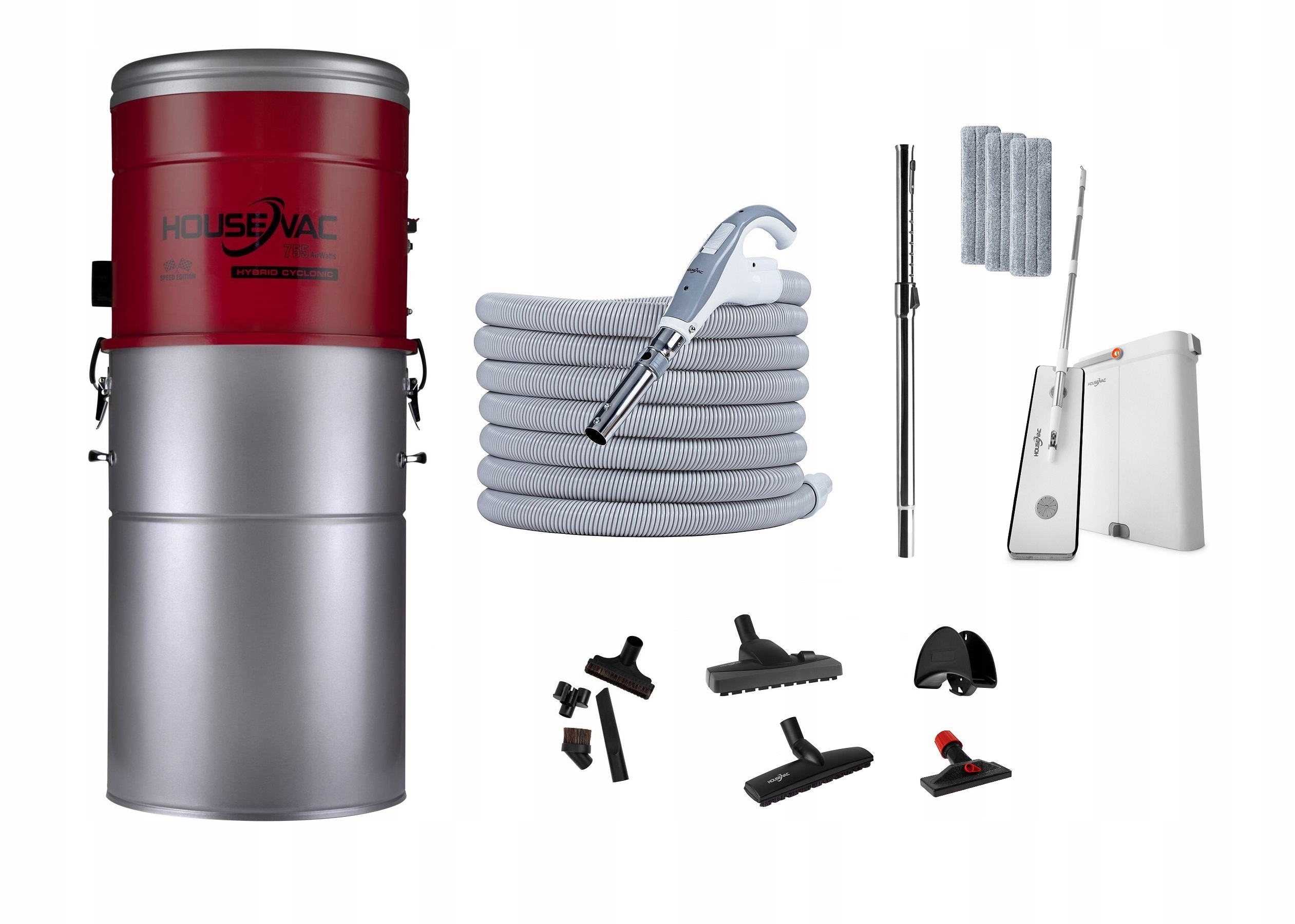 Centrální Vysavač Housevac HV755ST sada příslušenství hadice, trubka 12 m kartáče