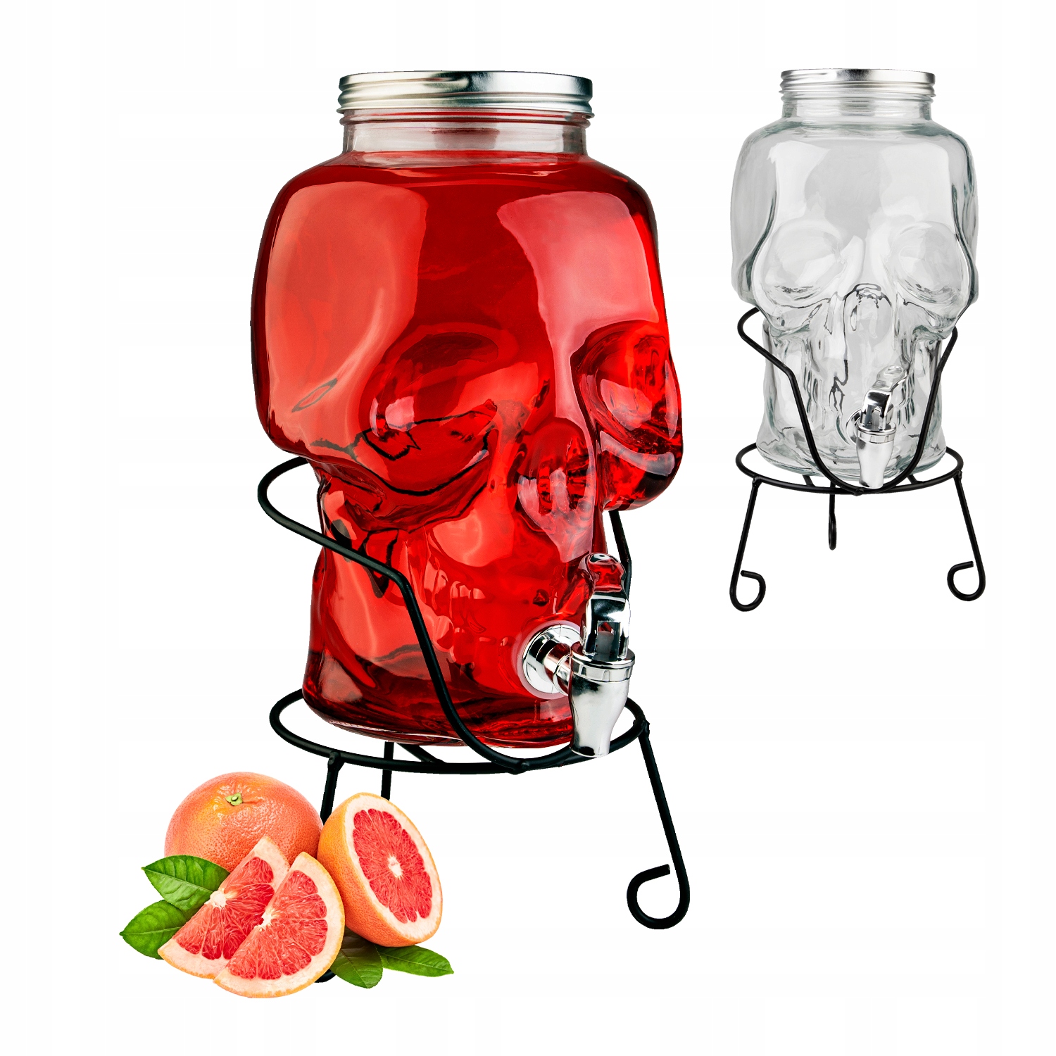 SŁÓJ SZKLANY z KRANIKIEM 5L na LEMONIADĘ SOK WINO DYSTRYBUTOR WODY CZASZKA