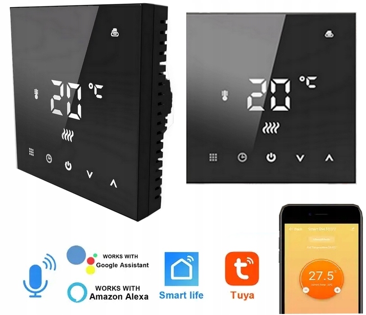 Termostat Nástěnný Pokojový Dotykový Led Displej WiFi Tuya Terscp