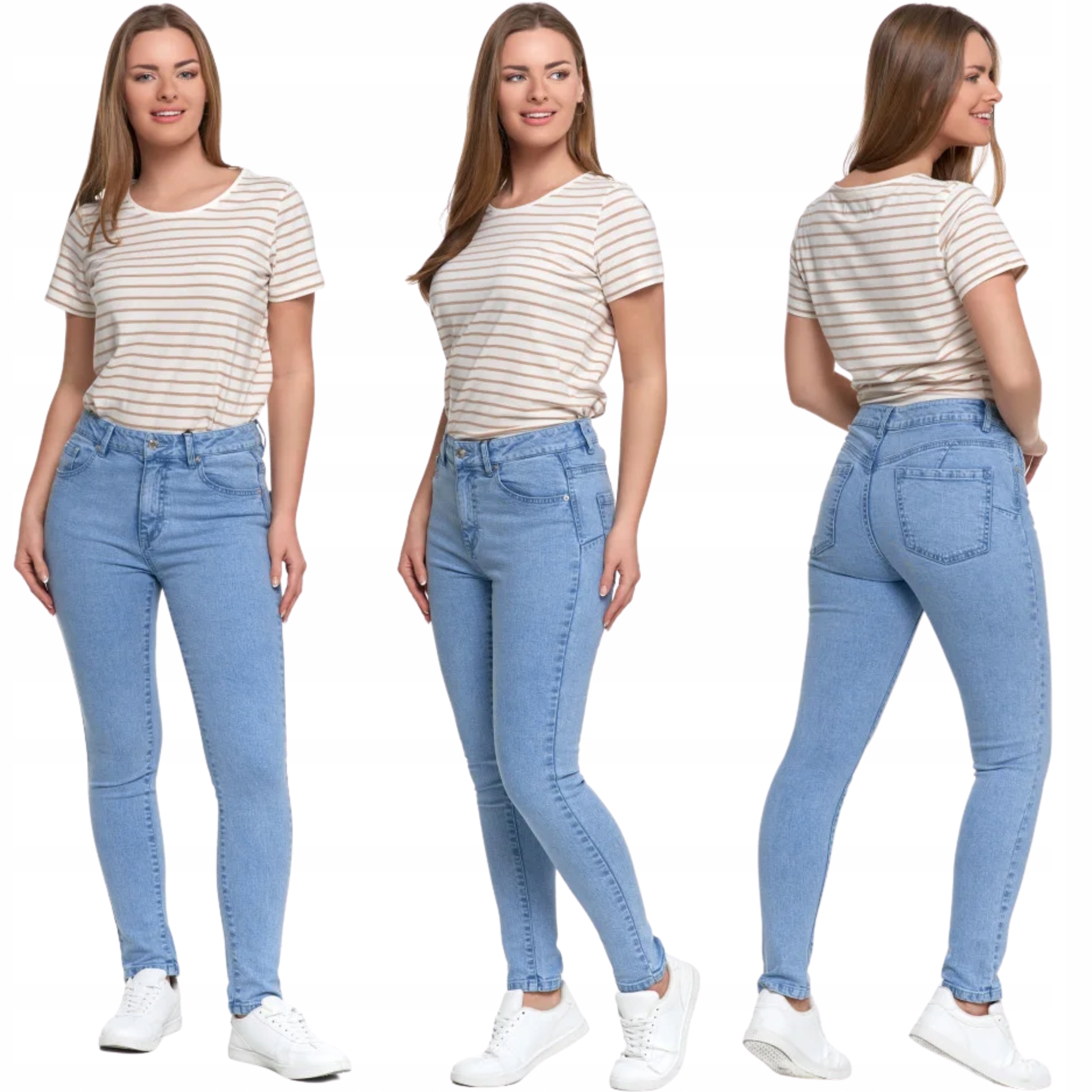 Dámské kalhoty Skinny Jeansové Úzké Nohavice s vysokým pasem Kapsy Moraj L