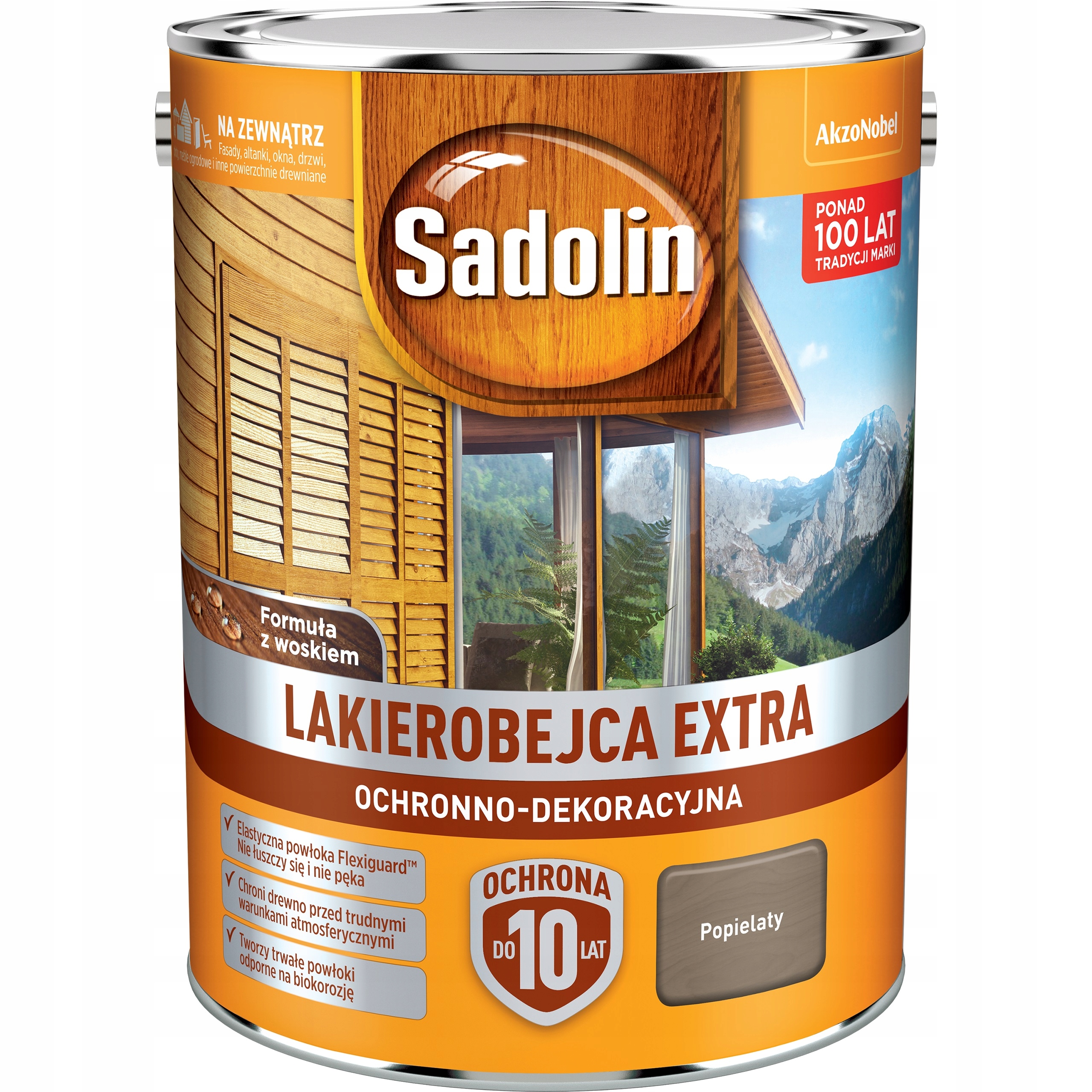 Sadolin Extra Lakierobejca Do Drewna Okien Elewacji Popielaty 5L