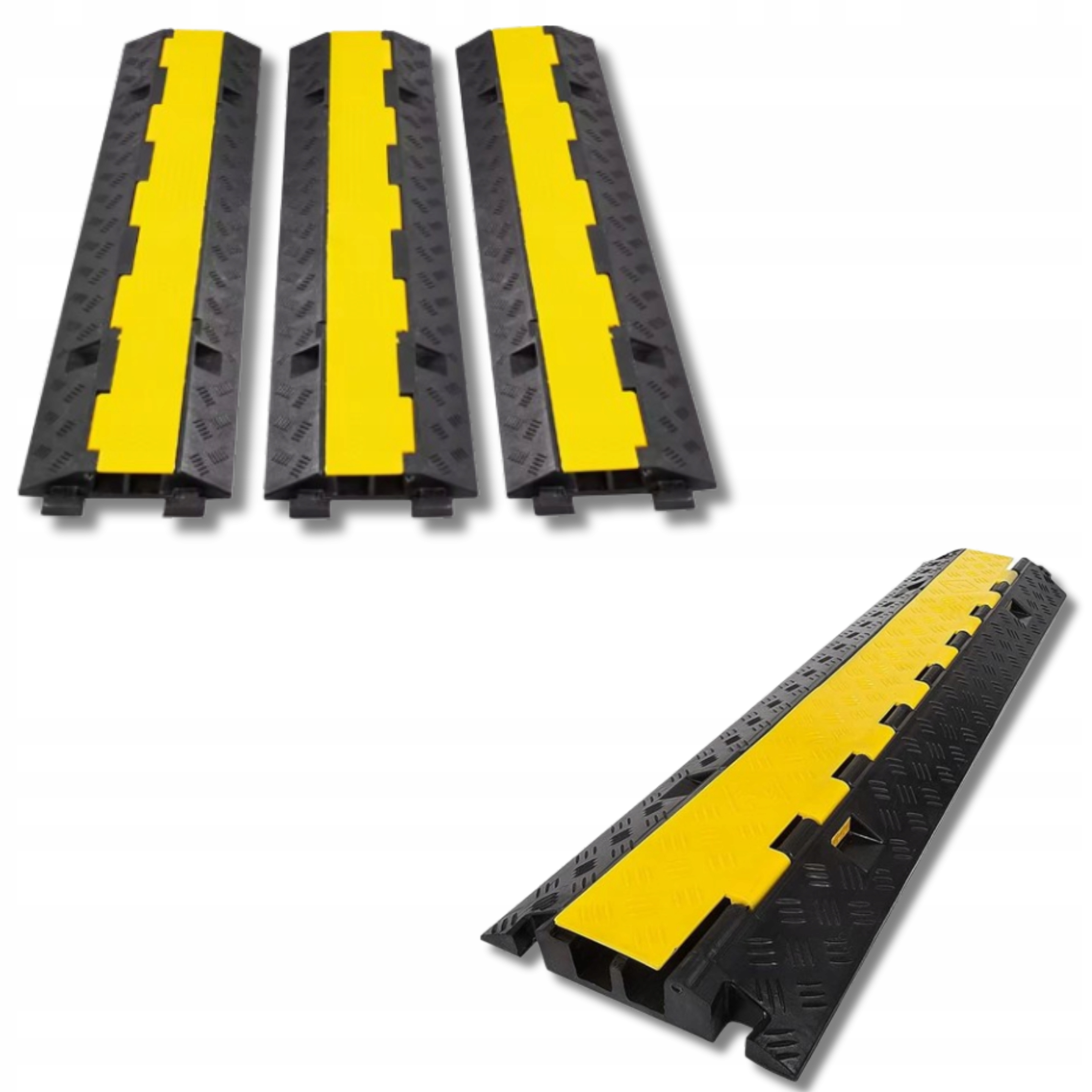 Sada 3 Kusov Káblový nájazd 2-kanálový Odolný Čierno-žltý