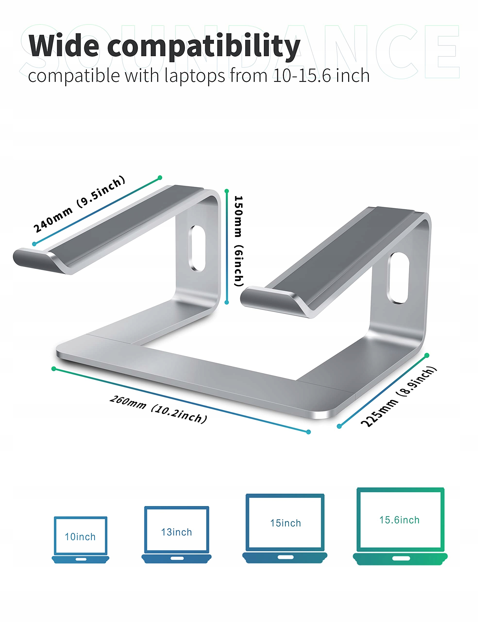 SOUNDANCE Aluminiowy Stojak Na Laptopa Ergonomiczny Do Biurka 10-156 Cali — miniatura 2
