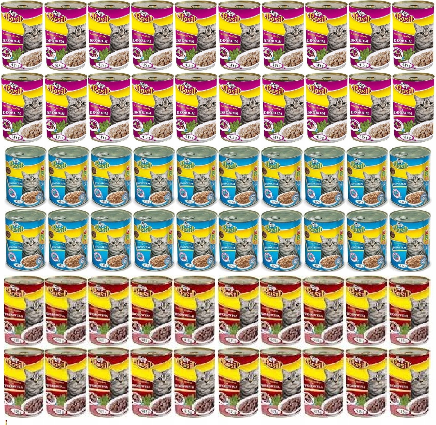 Krmivo mokré Basil 415 g pro kočky MIX 60ks konzerva