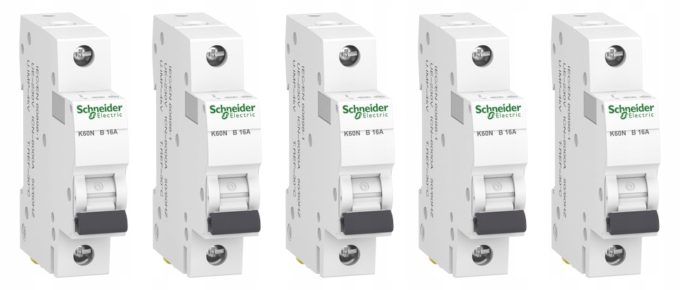 

5x Wyłącznik bezpiecznik B16 1P K60 Schneider