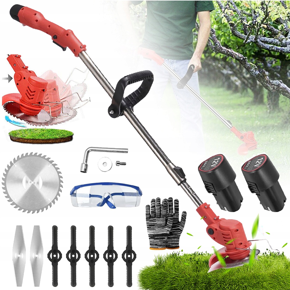 Bezprzewodowy Potężna Kosa Akumulatorowa PODKASZARKA12V 650W 18000RPM 2 Aku