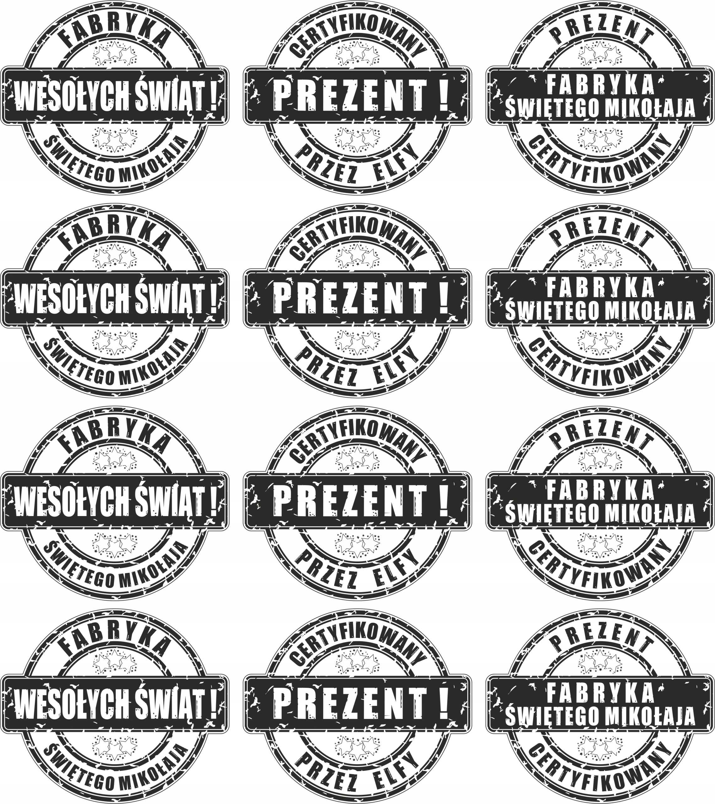 

Naklejki Świąteczne na Prezenty jak Pieczątka 12sz