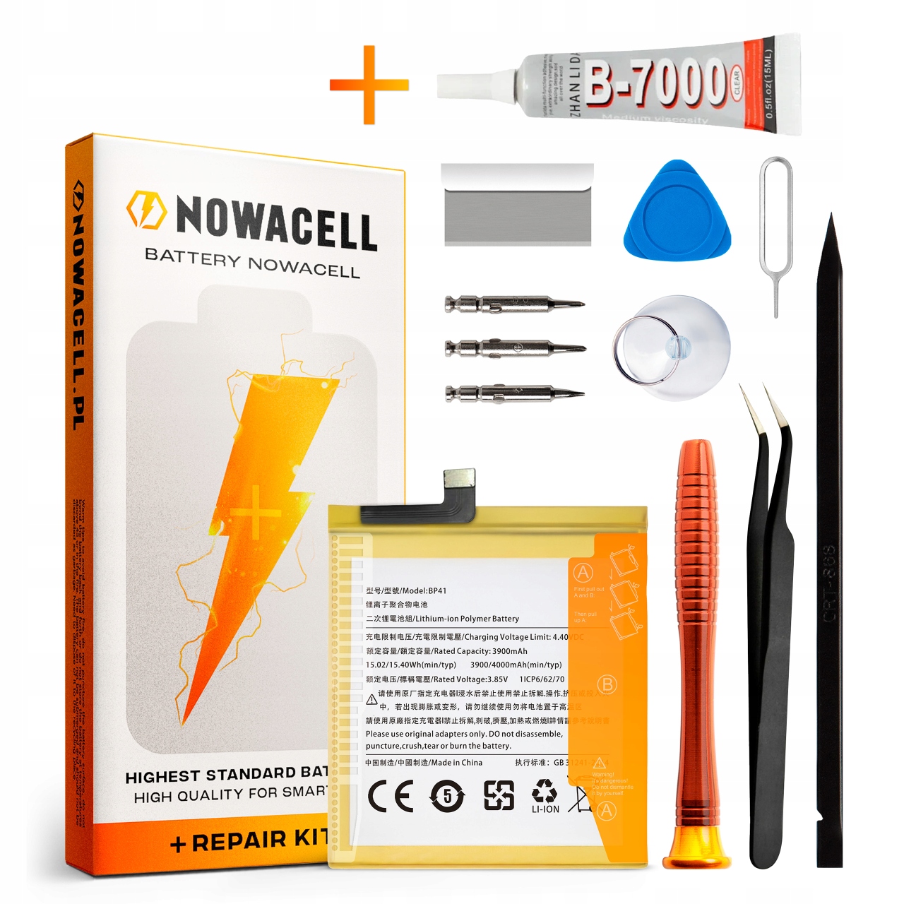 Zestaw Bateria BP41 Klej B7000 do Xiaomi Mi 9T K20 4000 mAh Akumulator