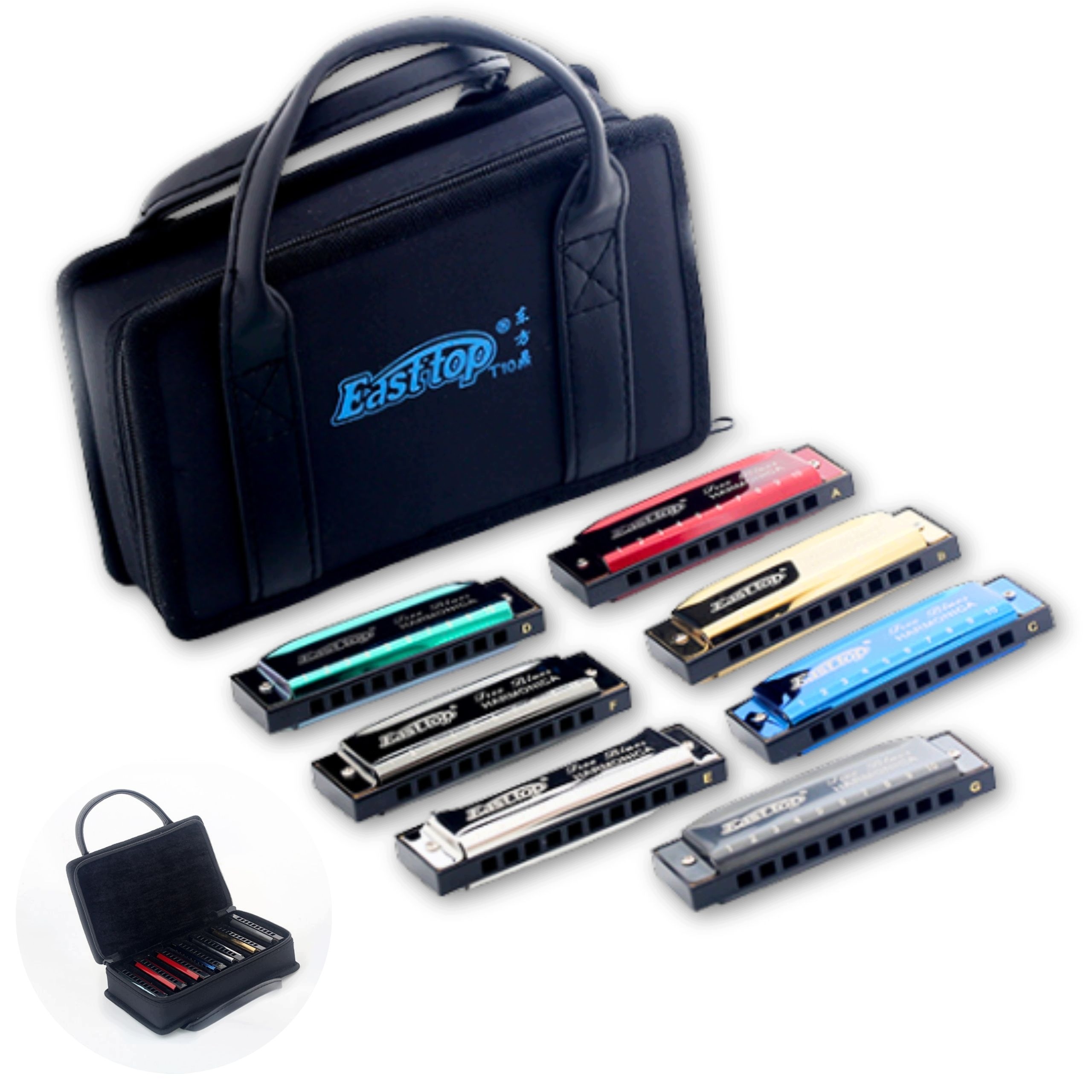 7 x harmonika EastTop T003-7 A B C D E F G Pouzdro sada harmonik