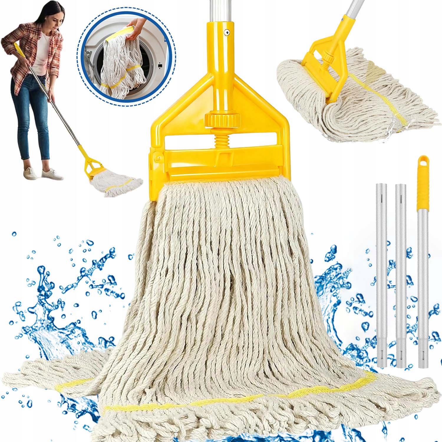 Levně Provázkový Mop, Bavlněná Špička S Dlouhou Násadou A Hlavicí Pro Domácnost, Kancelář