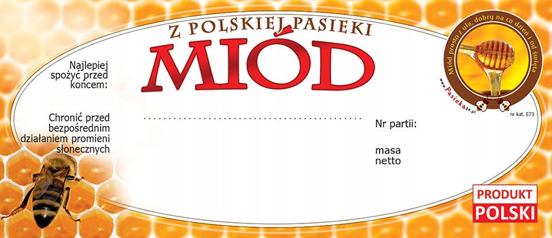 

Etykiety na Miód Prosto z Ula (100szt) wzór E73