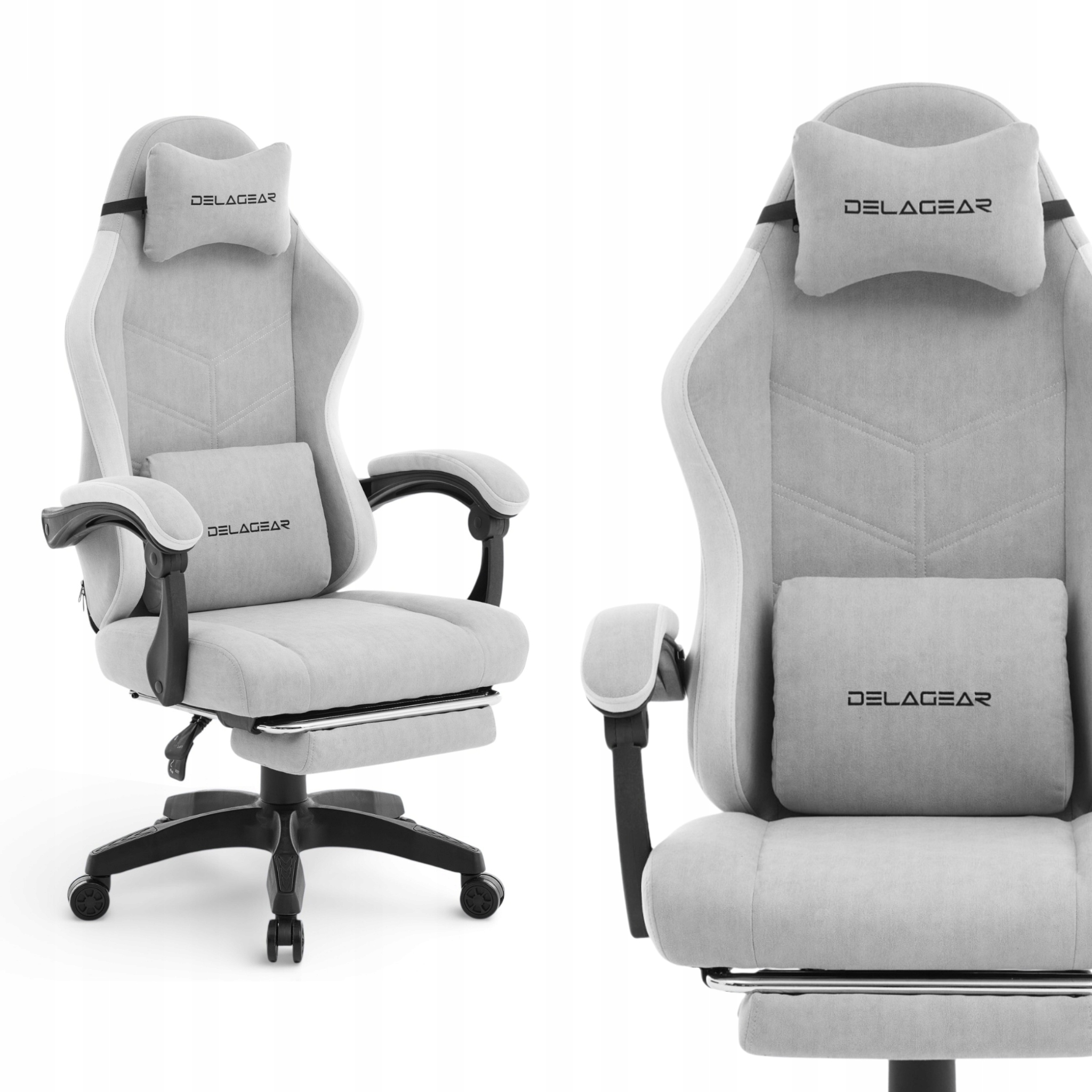 Fotel Biurowy Gamingowy Delagear G 325 Szary Materiałowy Obrotowy