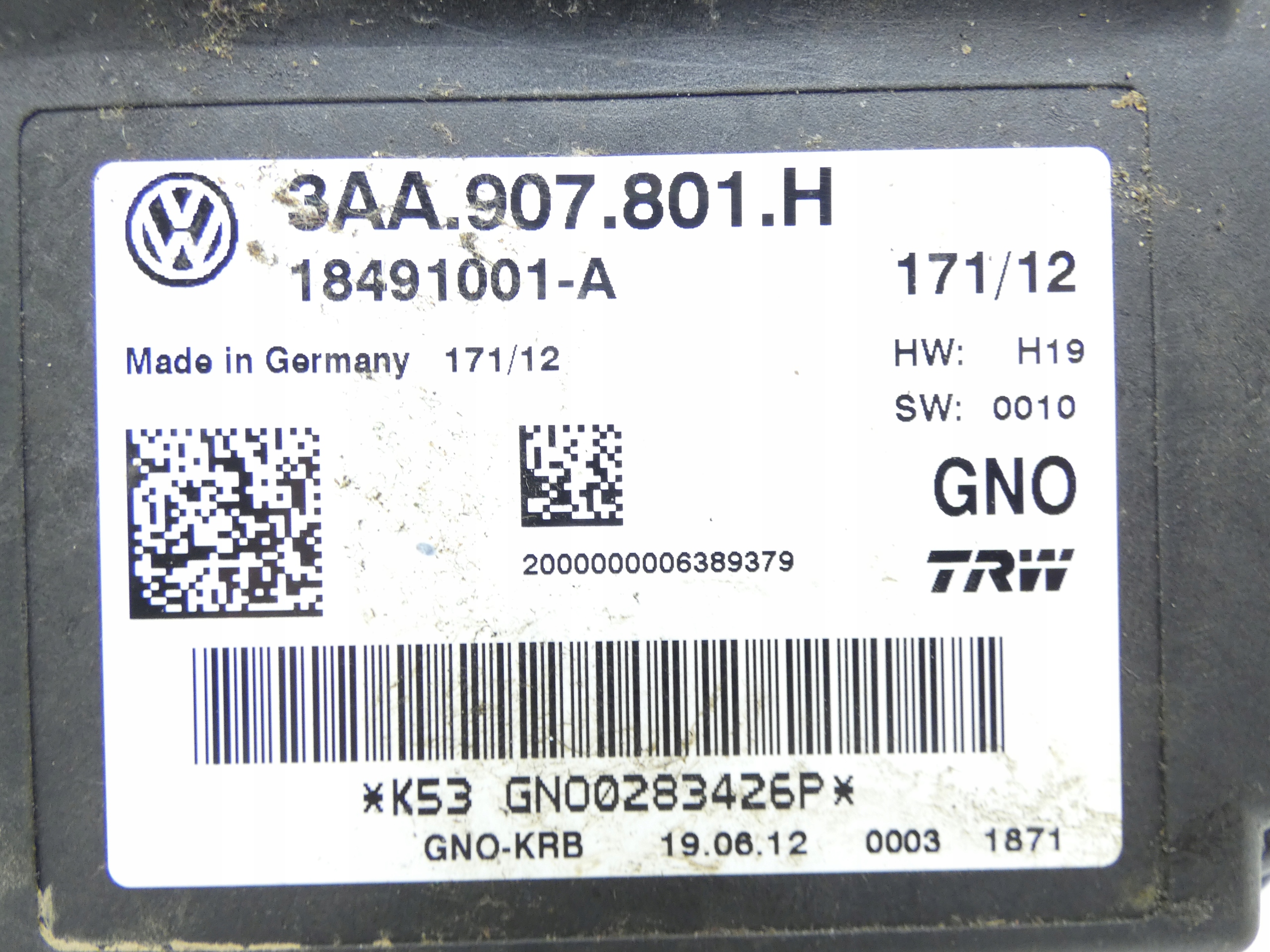 module control unit electric brake VW SHARAN 7N PASSAT B7 CC 3AA907801H