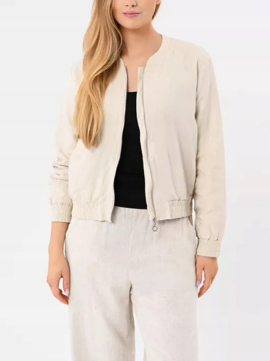 Dámská Bunda Bomber S Lnem Bomber Béžová Volcano Jb-tokeo XL