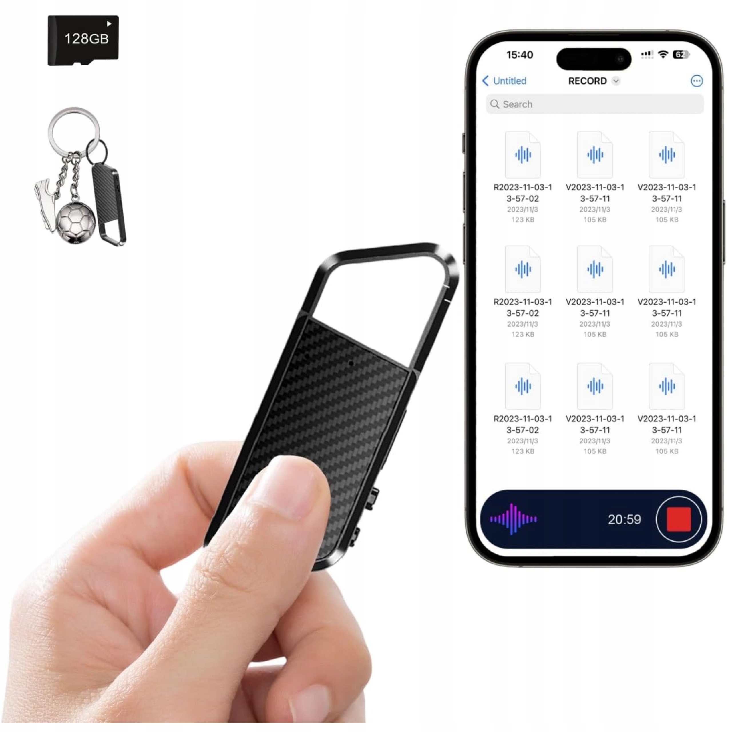 Digitální hlasem aktivovaný diktafon 9800H s potlačením šumu Dsp 5.0 128 Gb