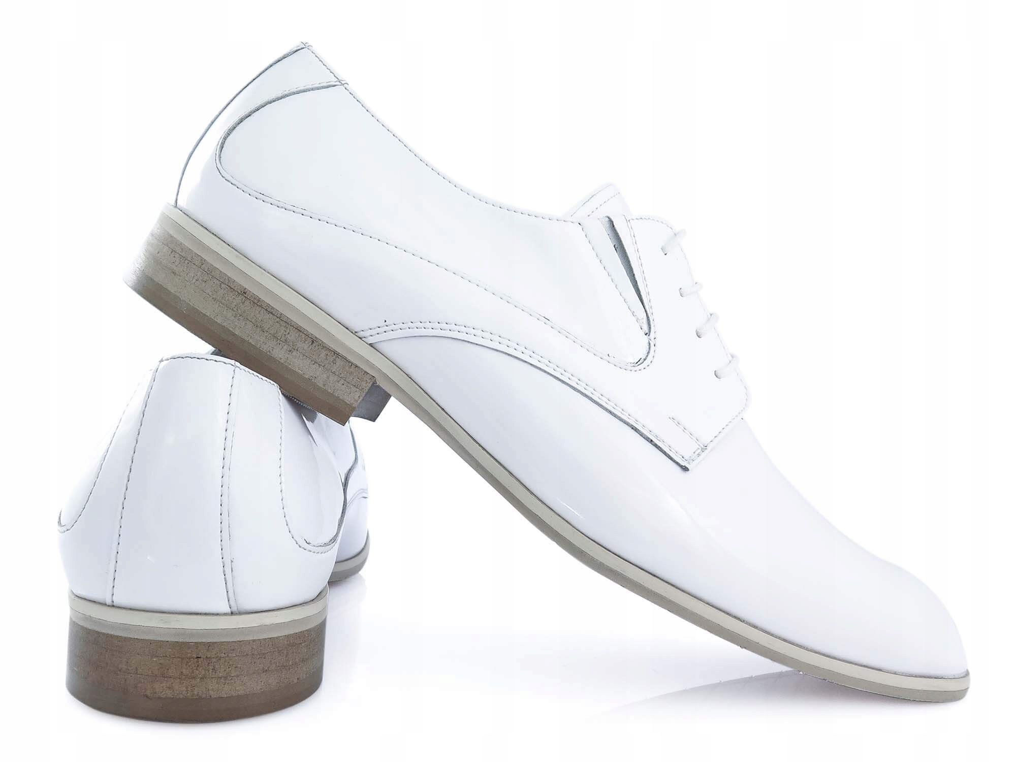 

Unikalne Białe Lakierki Męskie Buty Wizytowe T7 42