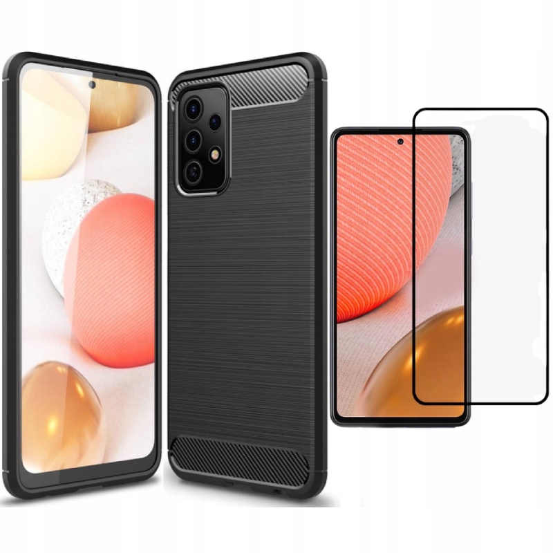 

Etui Pancerne Carbon Do Galaxy A72 5G + Szkło