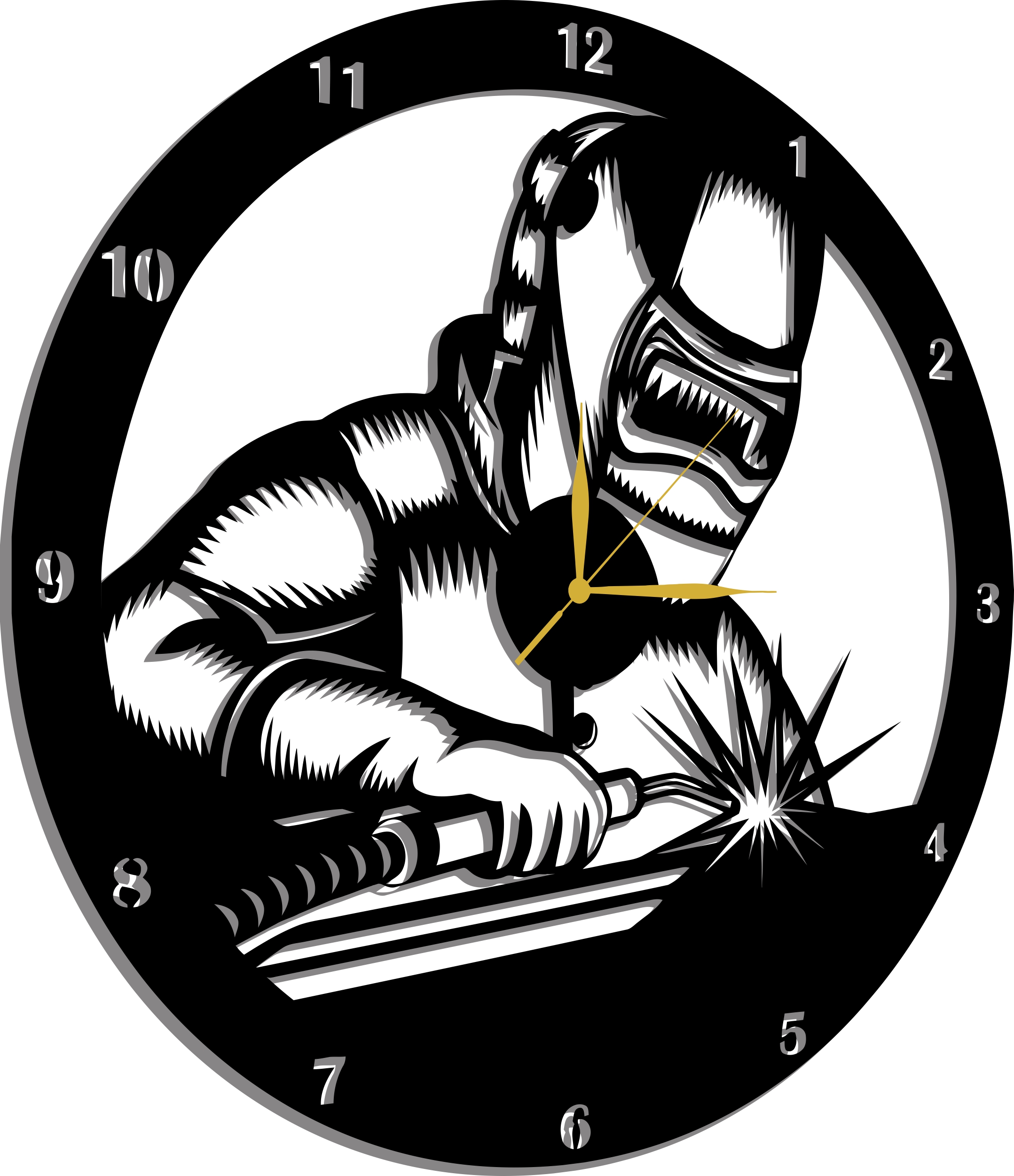 Hodiny Pro Svářeče Klempířů Dárek 70 CM 3D