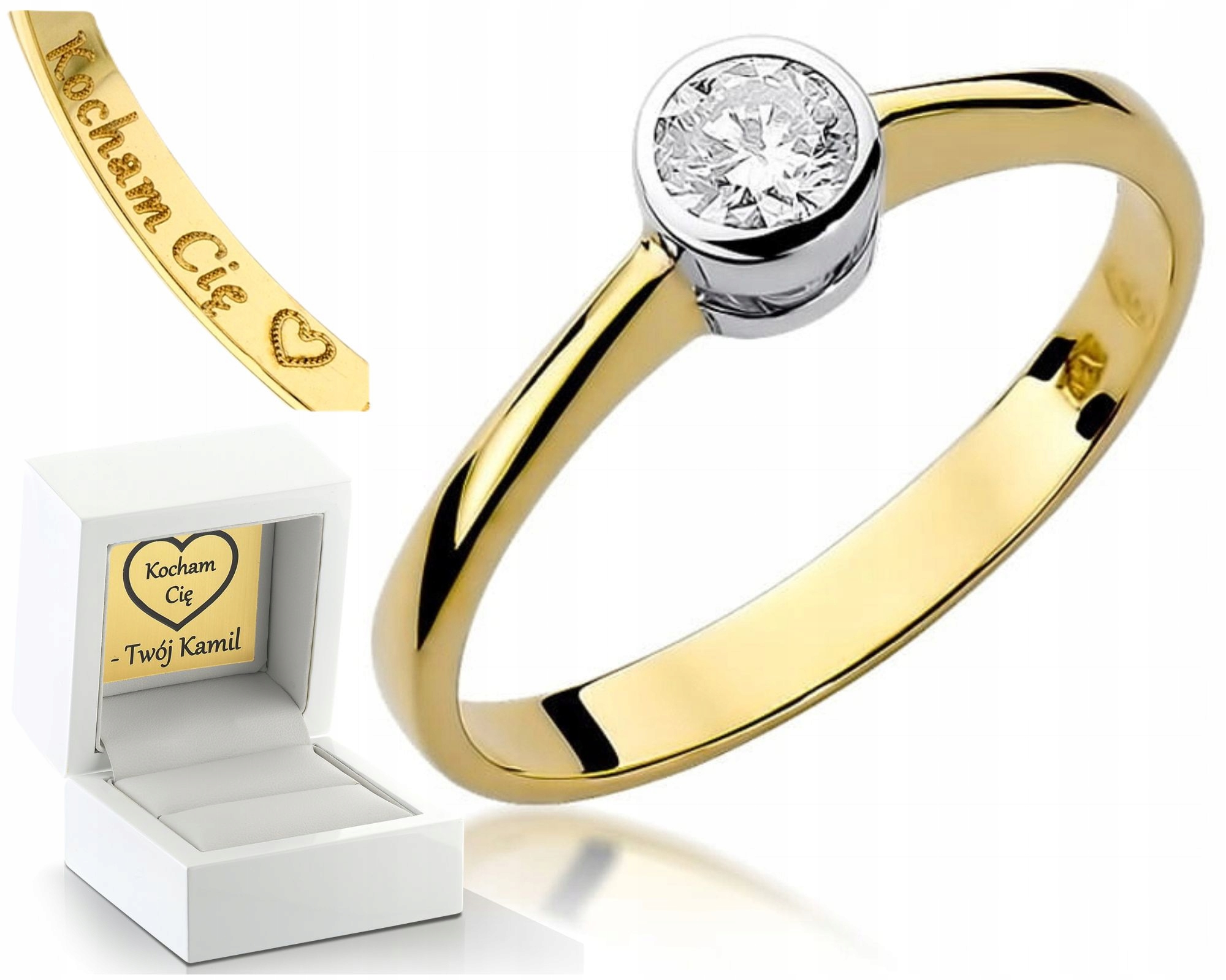 Prstýnek Briliant Žluté Zlato Gravírování 585 Bonus Dárek