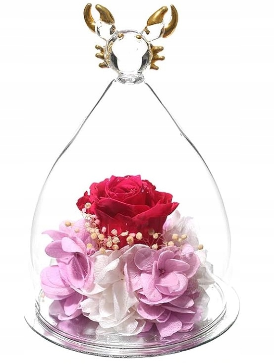 Věčný Květ Růže Ve Skle Dárek Znamení Zvěrokruhu Pro Raka Skleněná Figurka