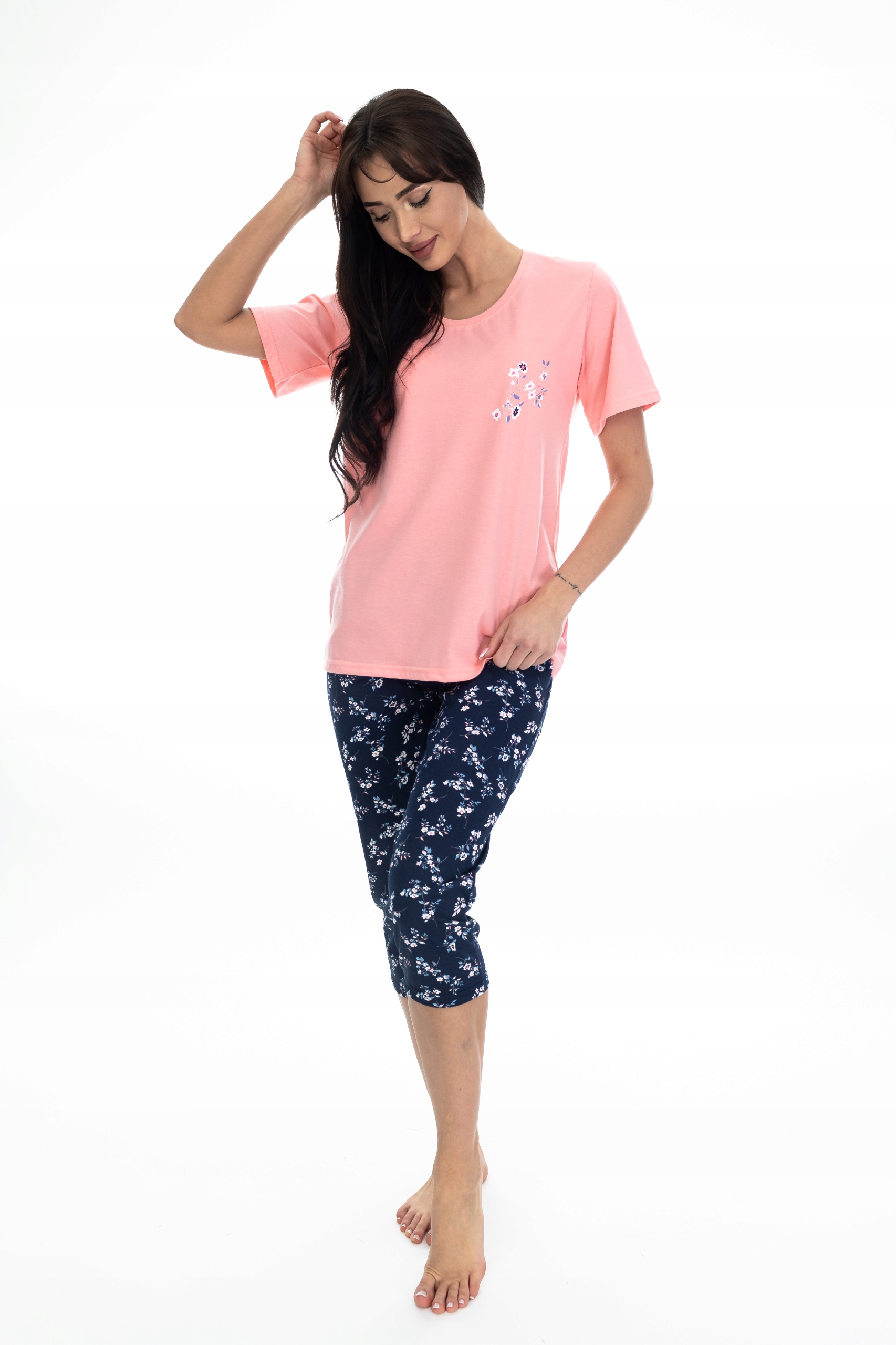 PIŻAMA DAMSKA KR.RĘKAW 3/4 SPODNIE KUBA POMARAŃCZ GRANAT L EAN (GTIN) 5904717414905