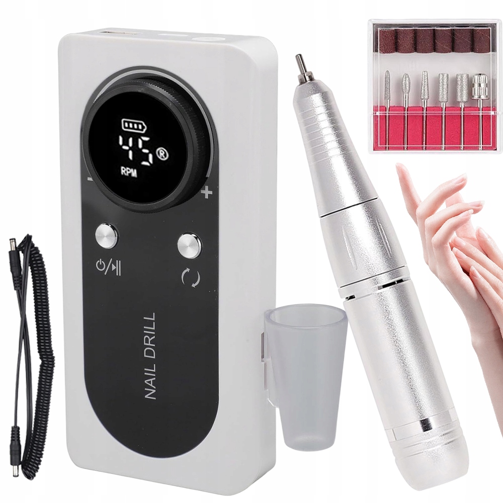 Elektrická Frézovací Bruska Na Nehty 45000 Ot/min Přenosná Bílá