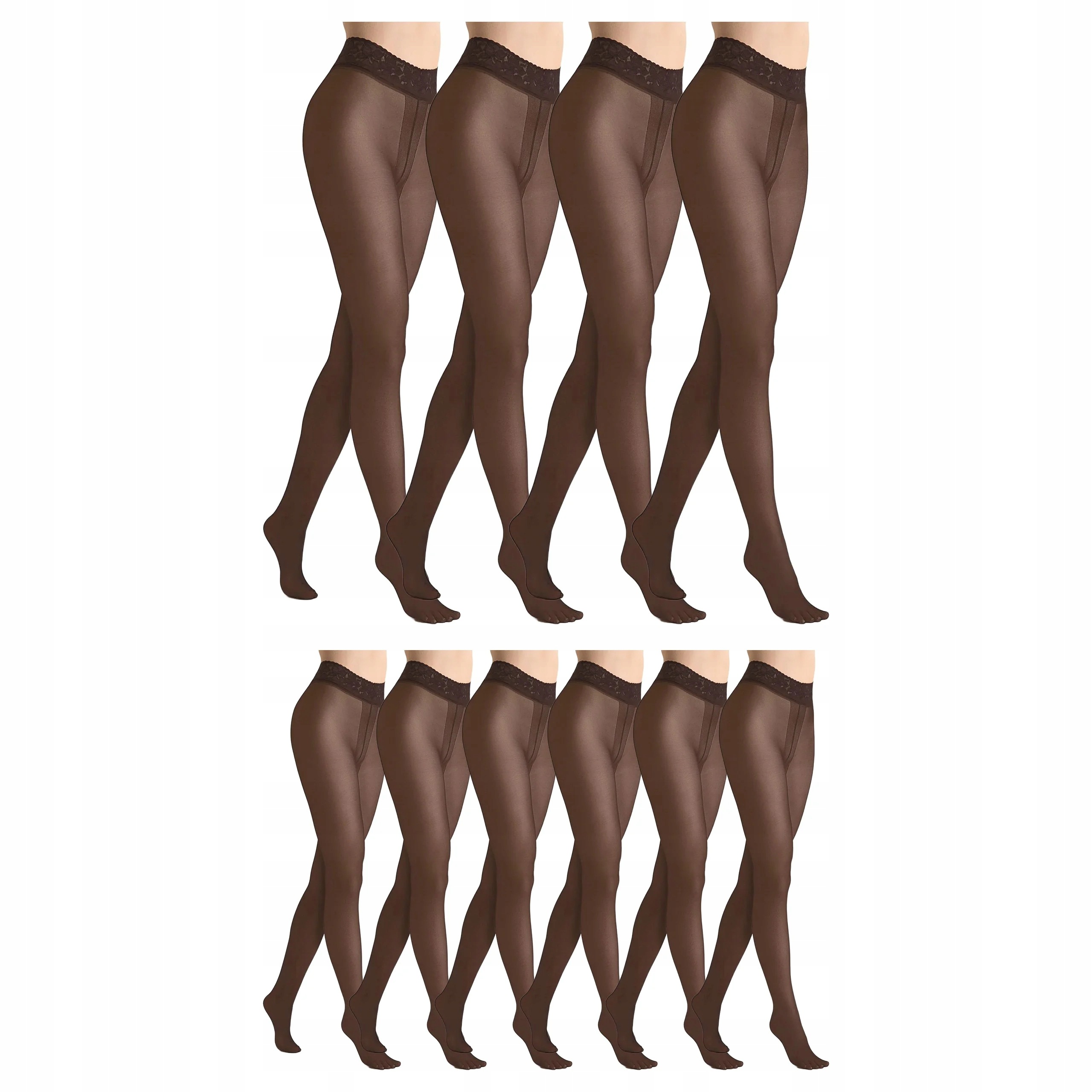 10 x Punčocháče 30 den bez kalhotek s krajkou Erotic Silk Marilyn Bronzo 3/4
