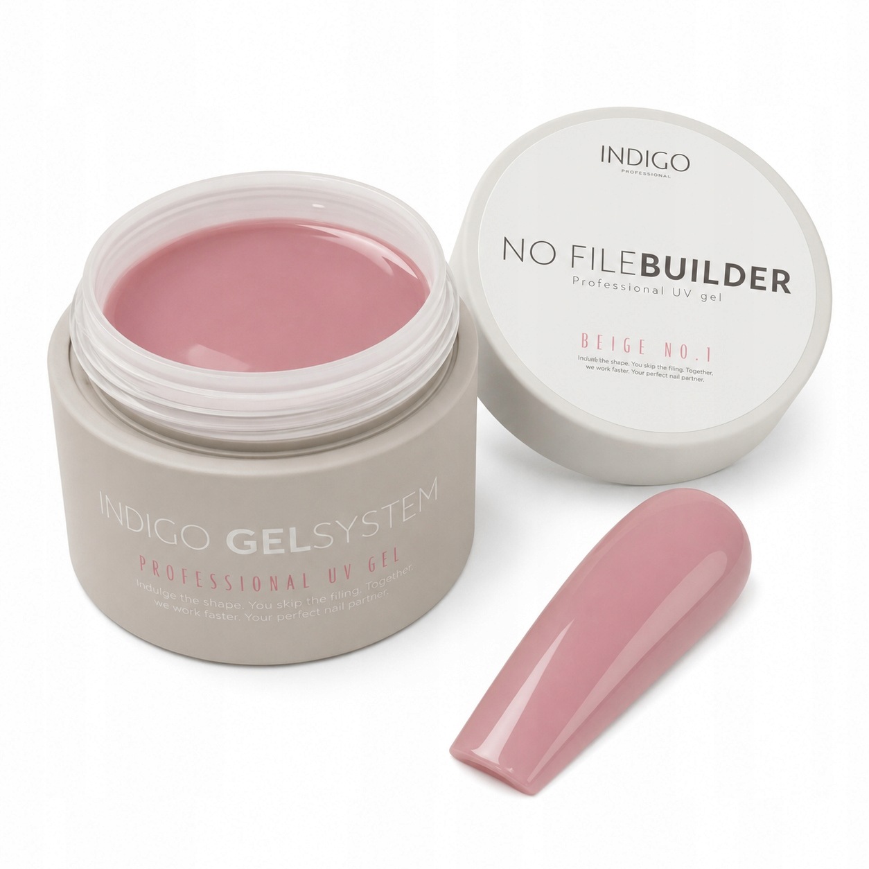 Indigo No File Builder Beige No. 1 stavební gel na prodlužování nehtů 50