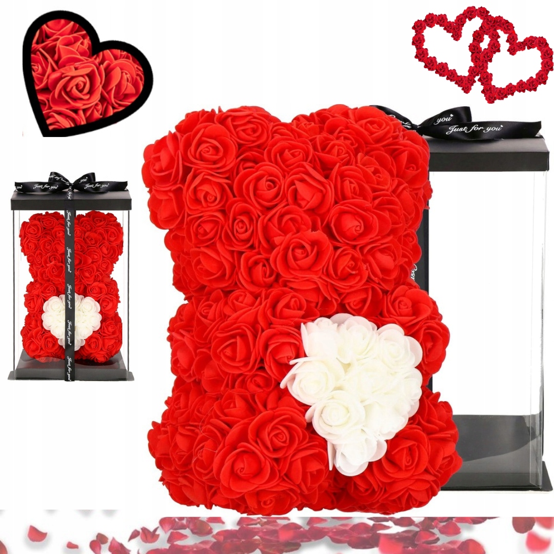 Medvídek Z Růží Dárek Premium Krabička Na Valentýna Dárek 25 CM Pro Dívku