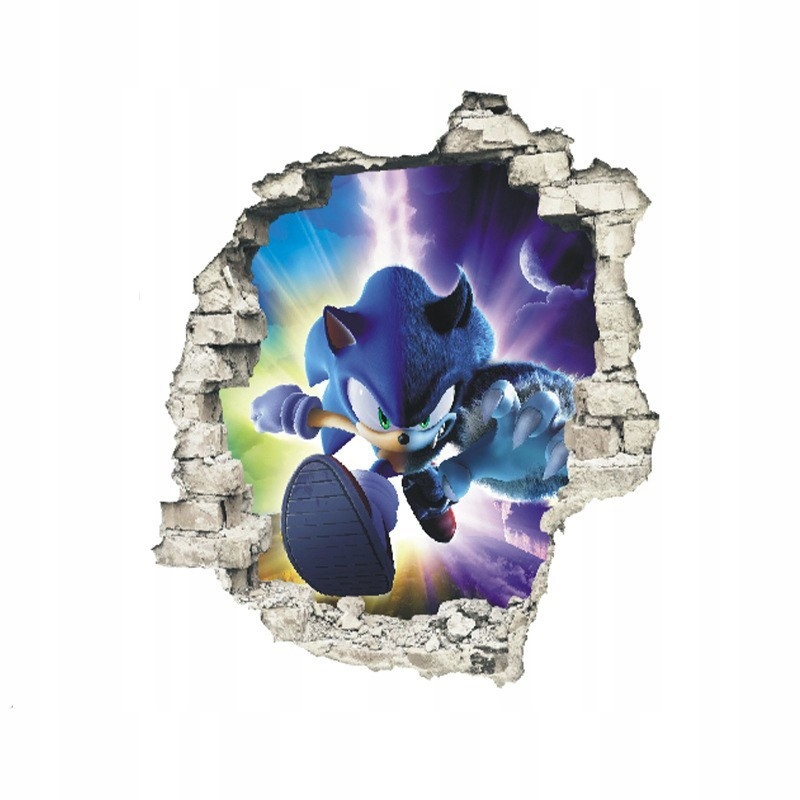 NAKLEJKA NA ŚCIANĘ EFEKT 3D POSTAĆ ANIME SONIC