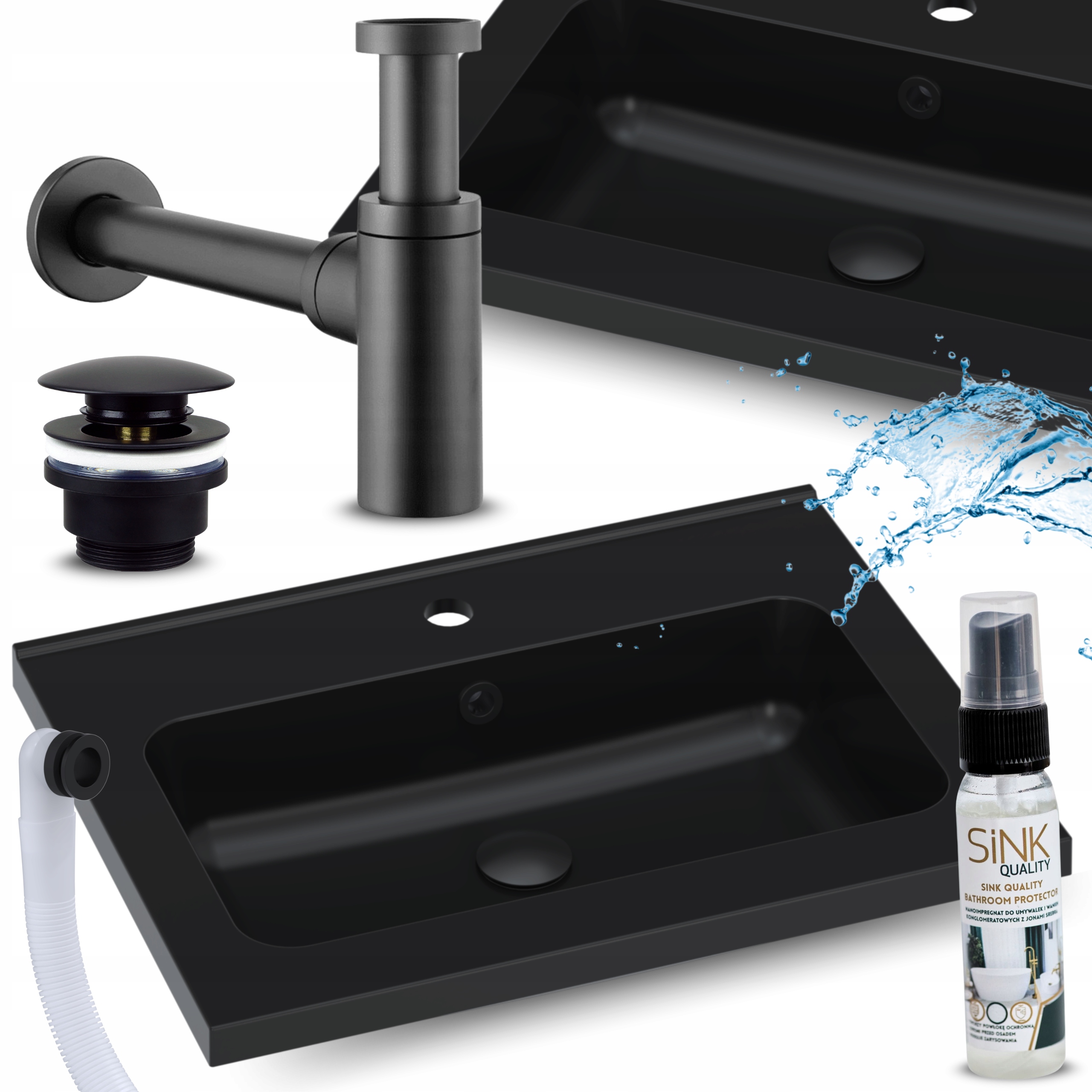 Umyvadlo 60 zapuštěné do desky do koupelny granitové S Otvorem Pro Baterii