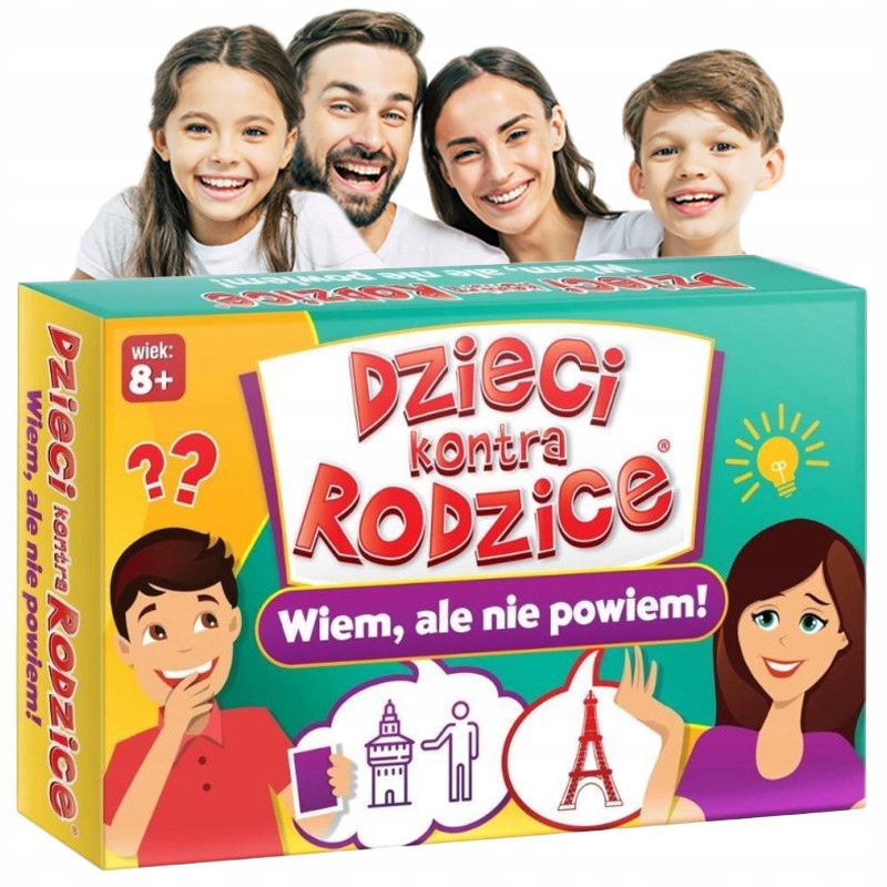 Wiem, Ale Nie Powiem DZIECI KONTRA RODZICE Fajna Gra PLANSZOWA Familijna Kod producenta GRY LOGICZNE GRY KARCIANE ZESTAW EDUKACYJNY