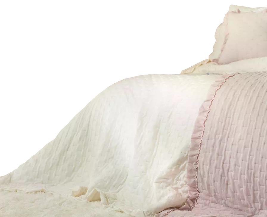 Přehoz Ecru krémový s volánem 200x220 S Volánkem na postel měkký