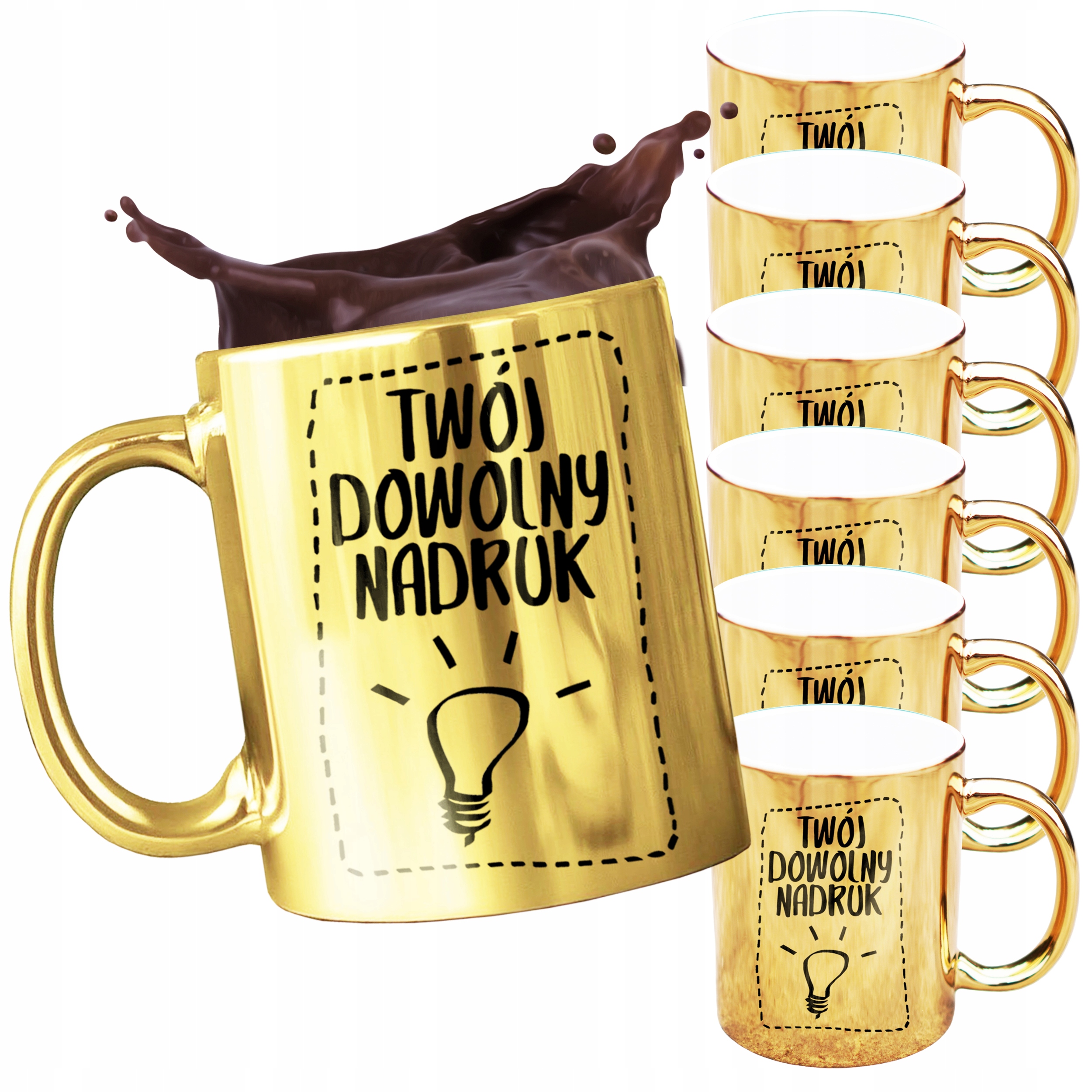 Sada 6 Kusů Hrnků Zlatý Gold S Vaším Libovolným Potiskem 330 ML