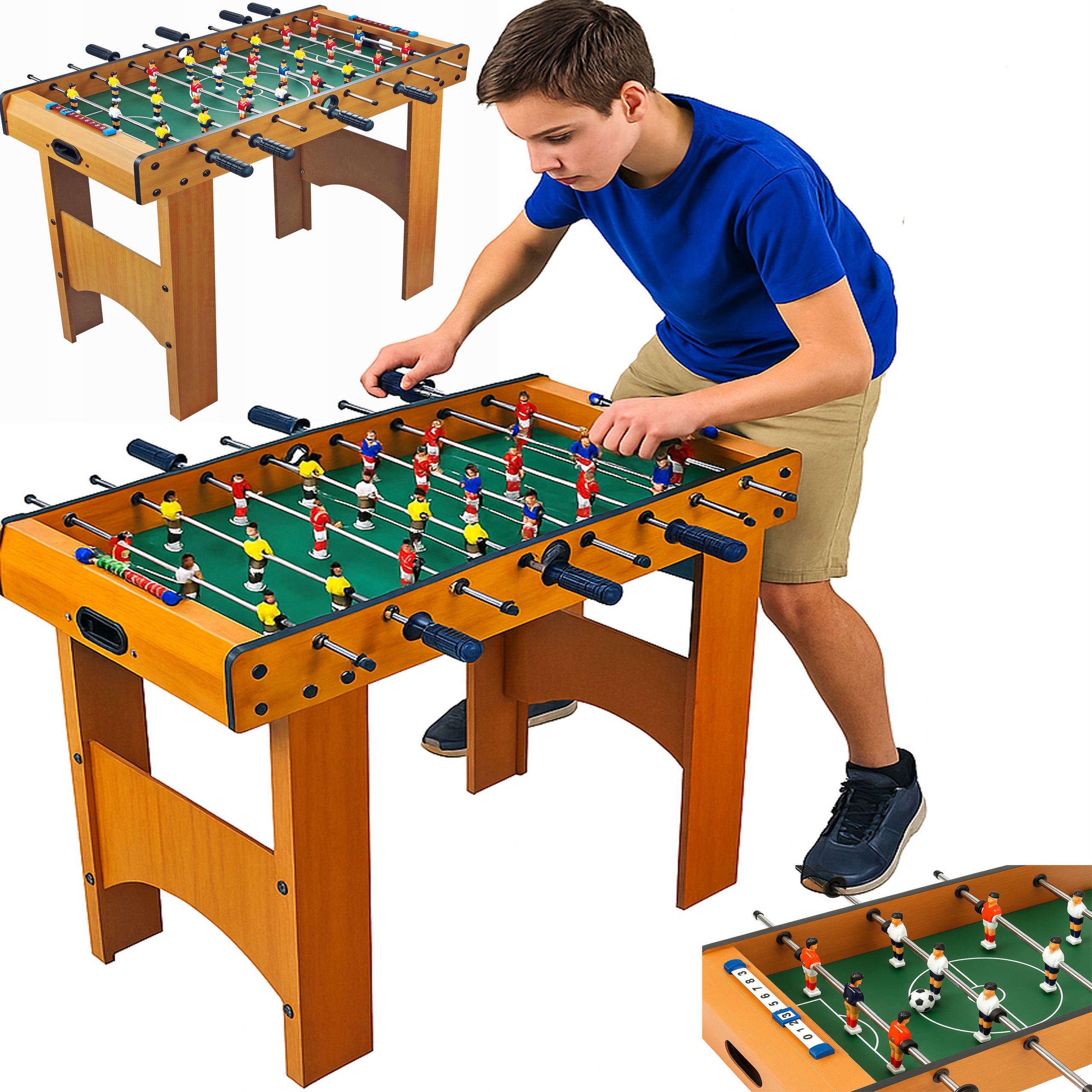Duże Drewniane Piłkarzyki Stołowe Dla Dzieci Stół Piłkarski XL Gra Rodzinna