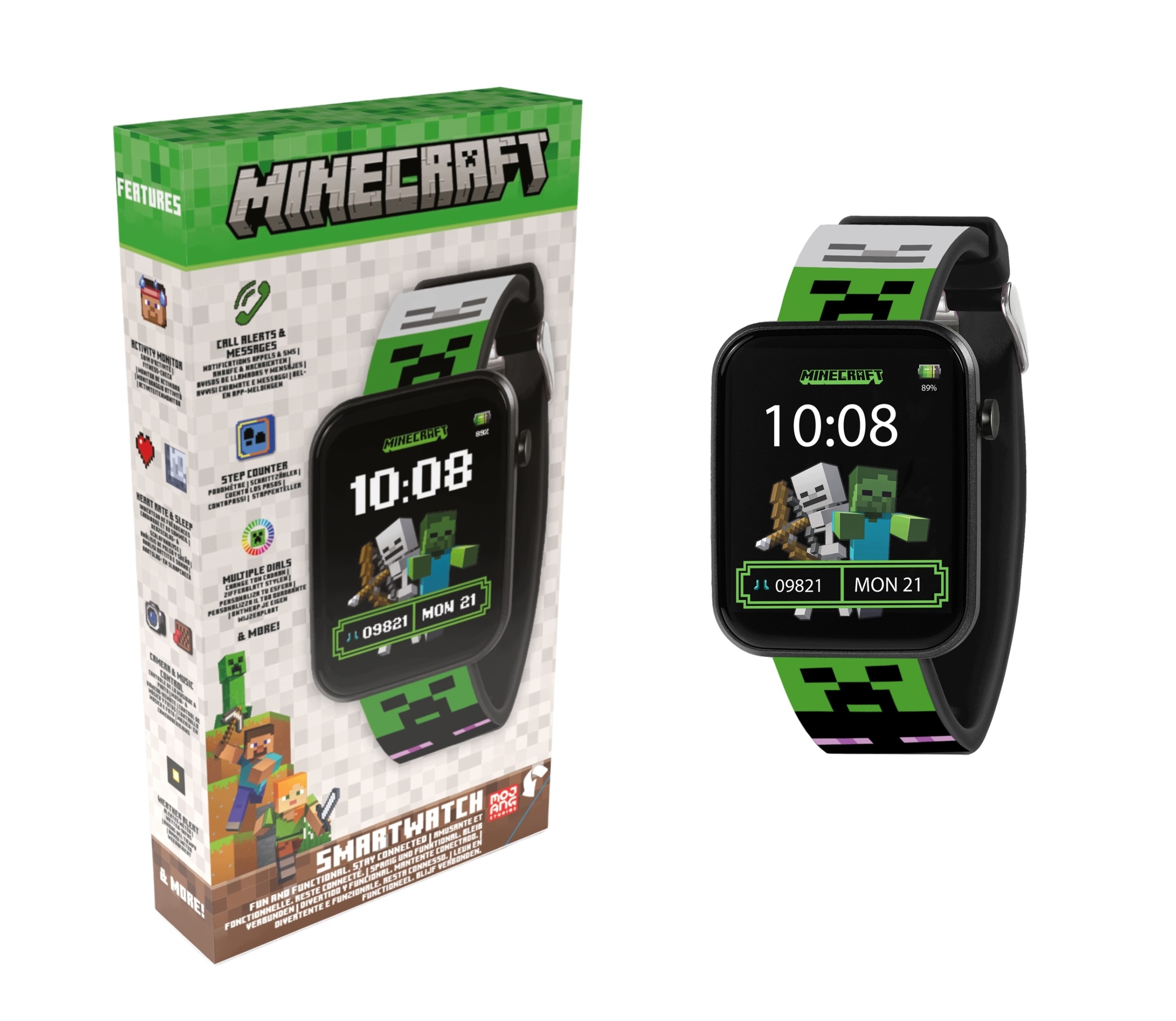 Smartwatch Zegarek Minecraft Creeper dla Dzieci Bluetooth Krokomierz IP68