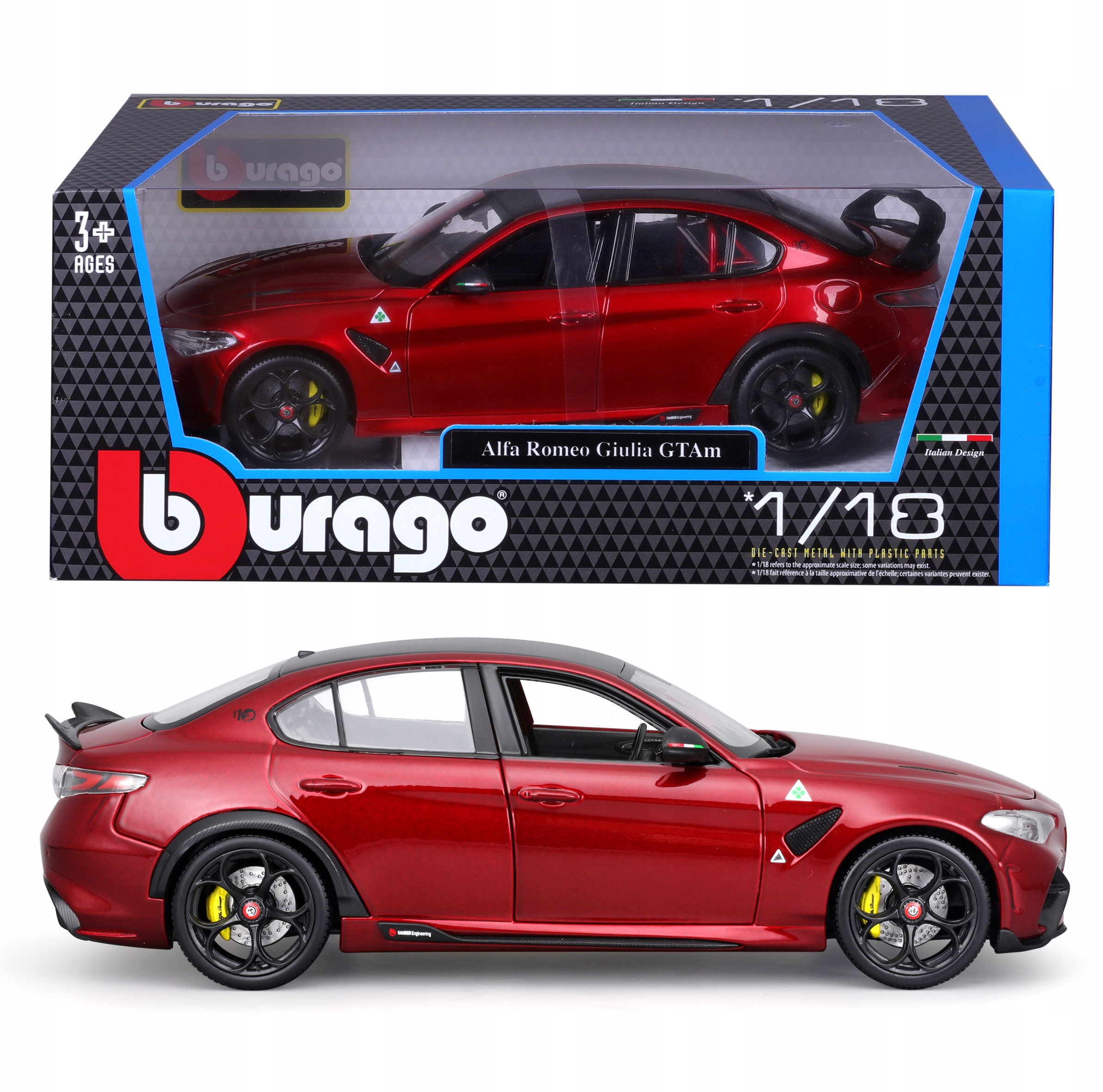 Alfa Romeo Giulia GTAm 1:18 Bburago 18-11049 Červené Sportovní Auto