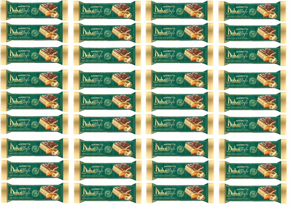 Levně 36x 40g Mieszko Amoretta Dubai Style Oplatek s pistáciovou pastou a katafi Ka