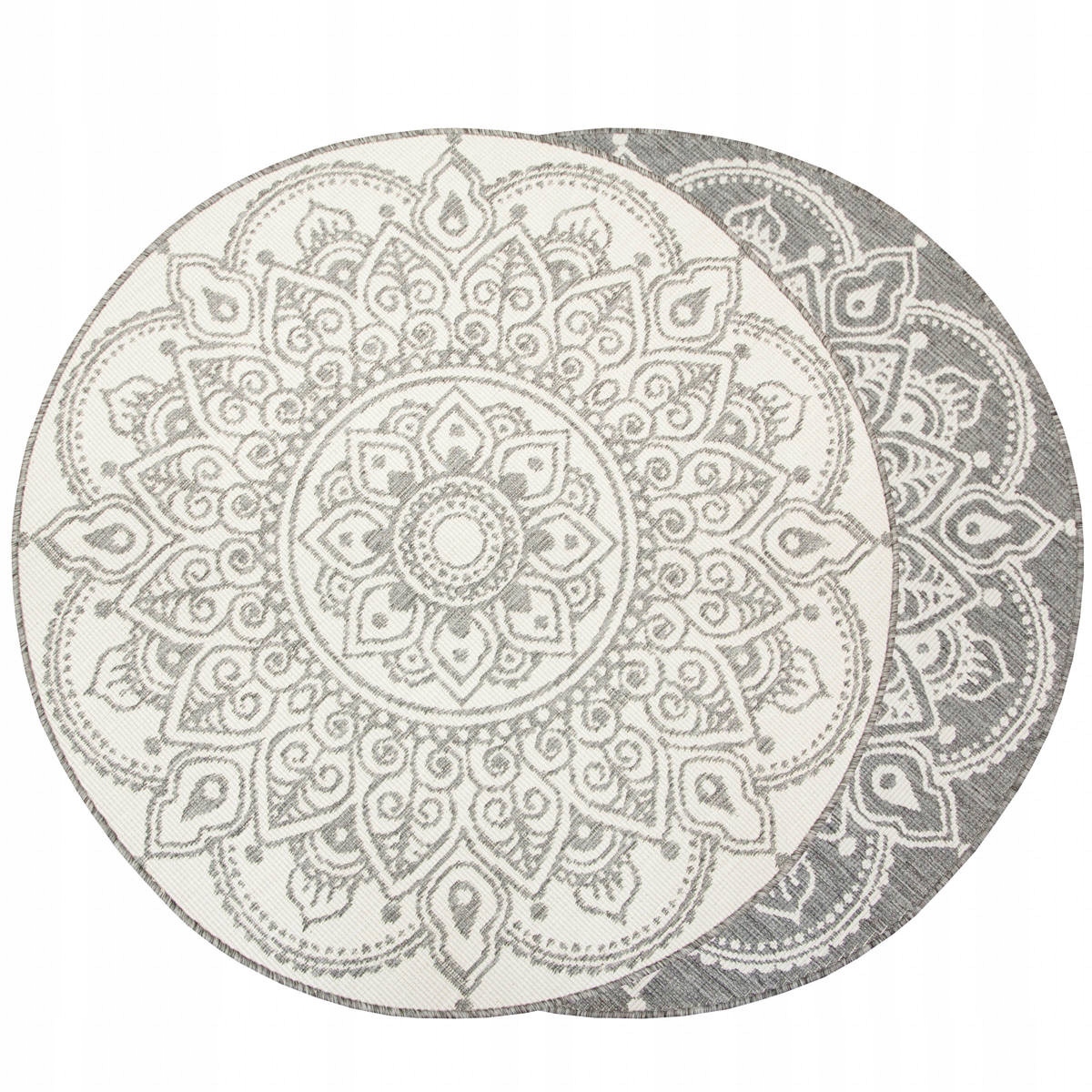 Dywan Zewnętrzny Dwustronny Okrągły Sznurkowy Rozeta Styl Boho śr. 140 cm