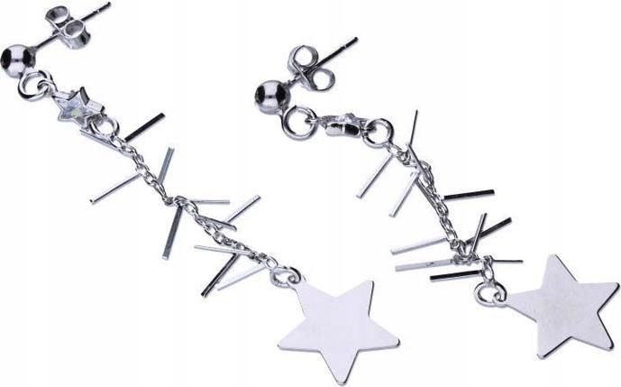 Stříbrné dlouhé náušnice 925 hvězdičky s zirkony 2,89 g pro ženy jako dárek